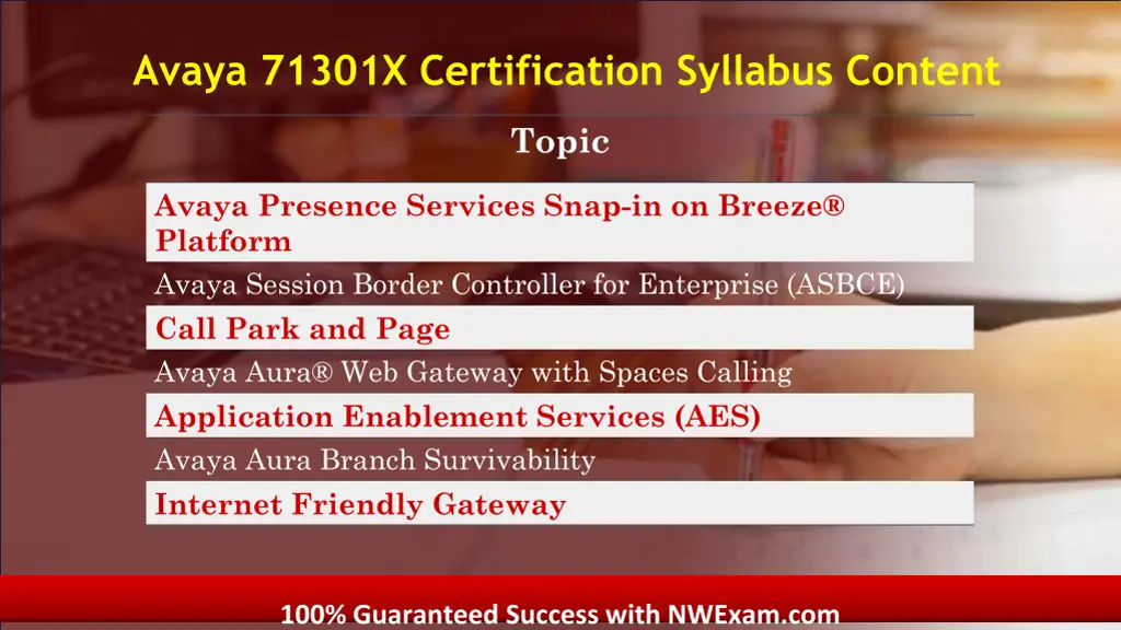 avaya 71301x certification syllabus content