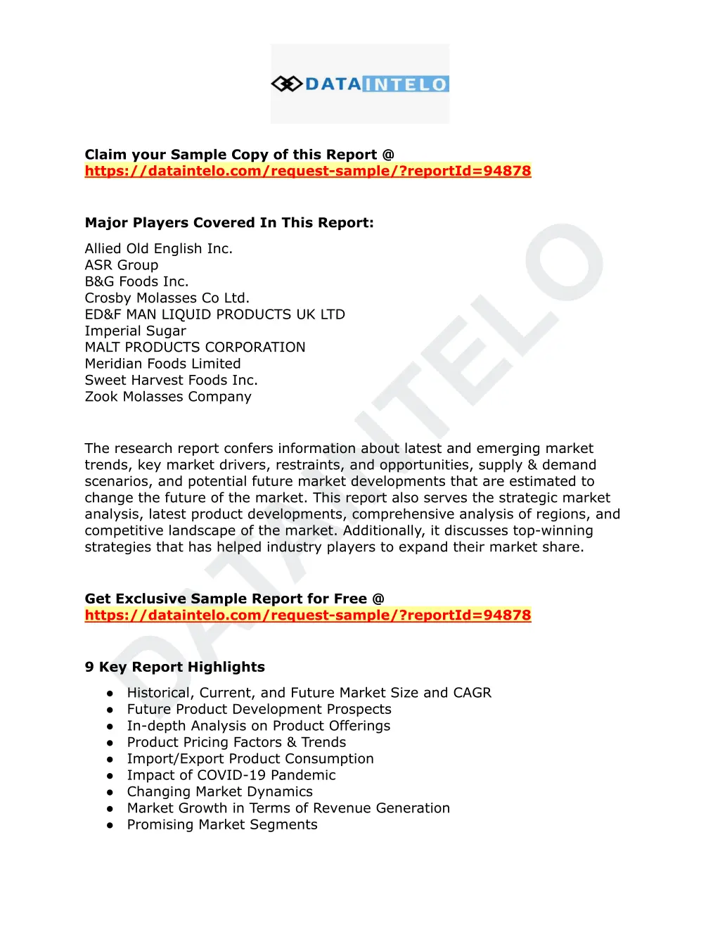 claim your sample copy of this report @ https