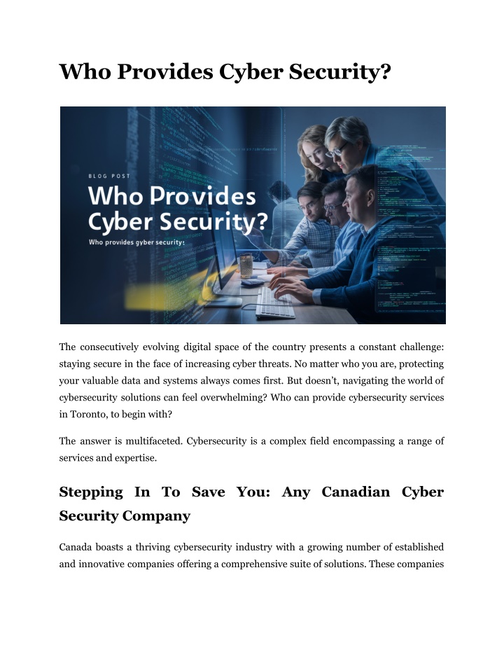 who provides cyber security