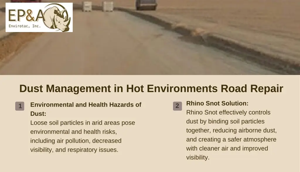 dust management in hot environments road repair