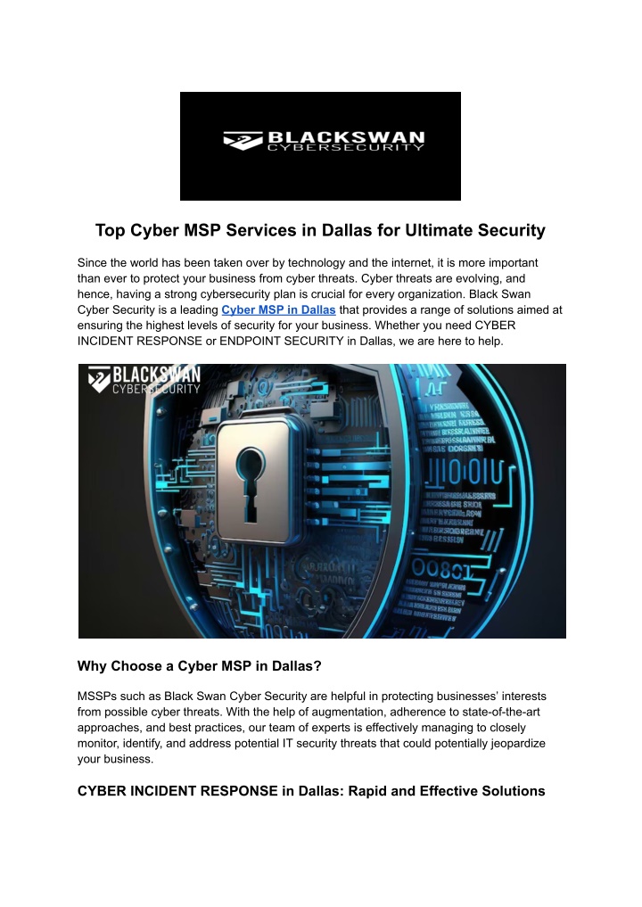 top cyber msp services in dallas for ultimate