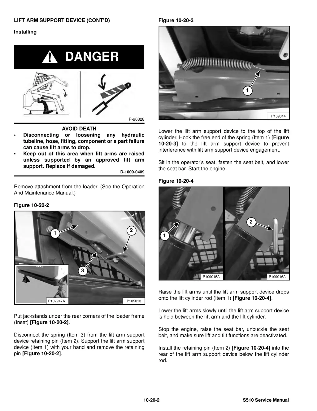 lift arm support device cont d