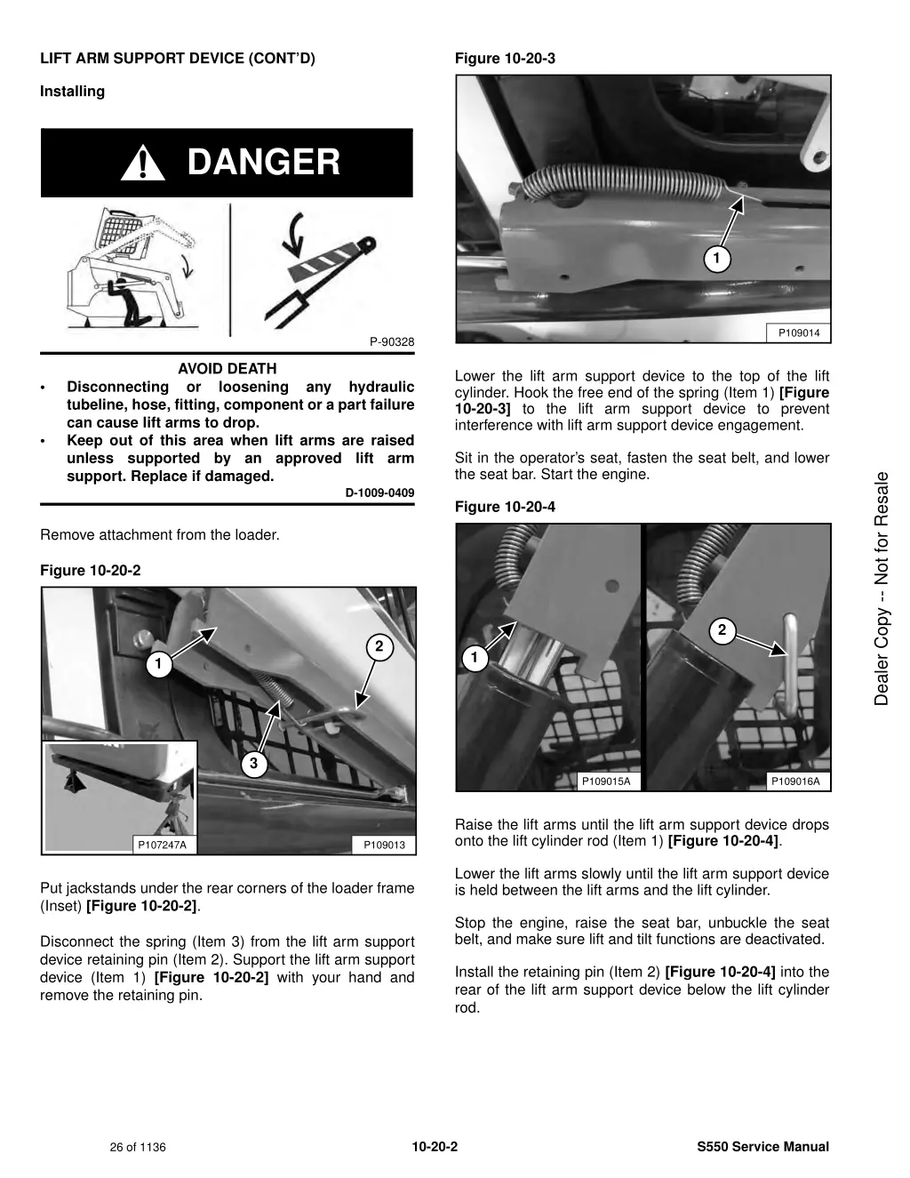 lift arm support device cont d