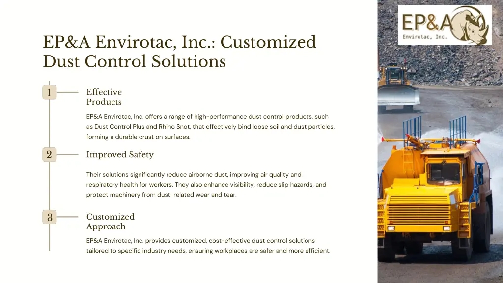 ep a envirotac inc customized dust control