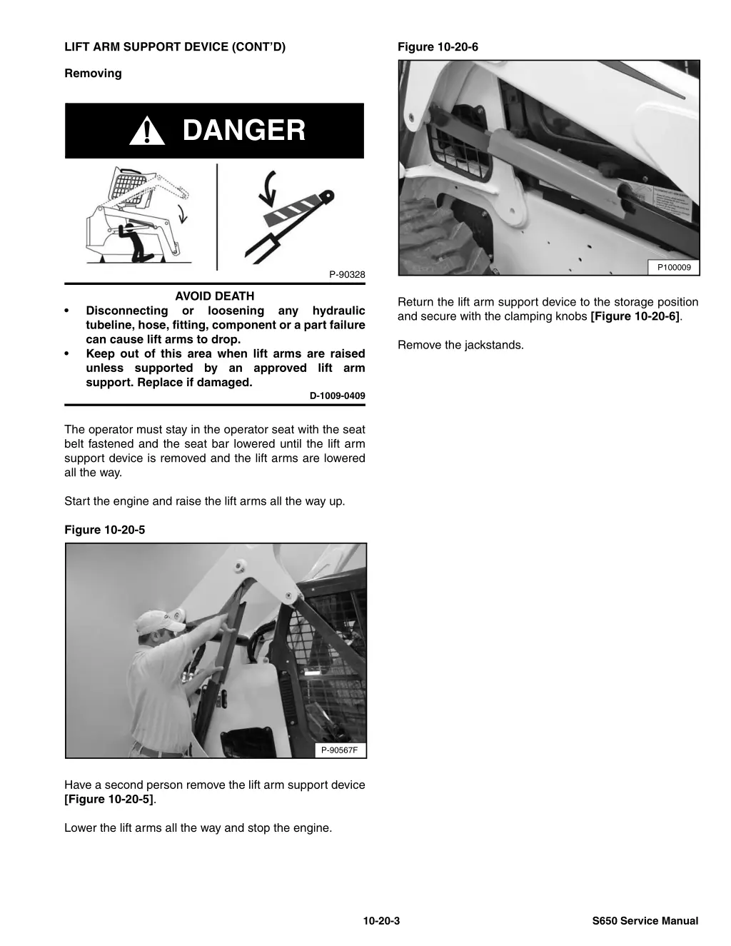 lift arm support device cont d 1