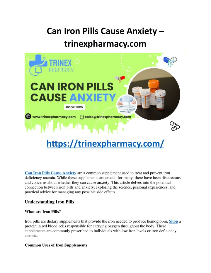 can iron pills cause anxiety trinexpharmacy com