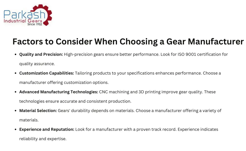 factors to consider when choosing a gear