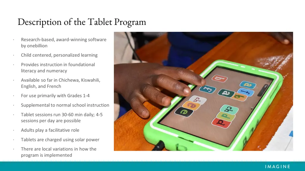 description of the tablet program