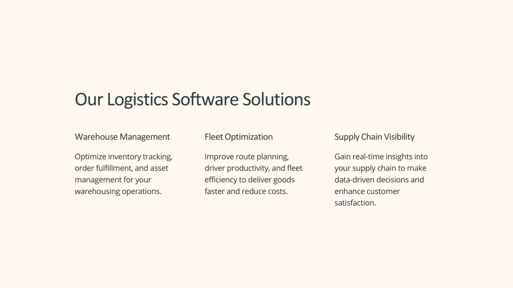 our logistics software solutions