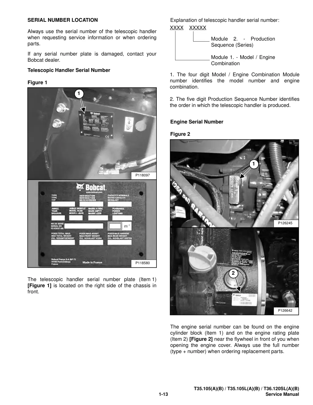 explanation of telescopic handler serial number