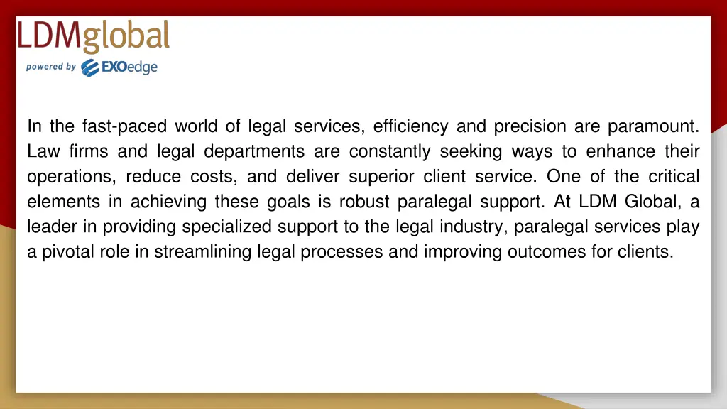 in the fast paced world of legal services