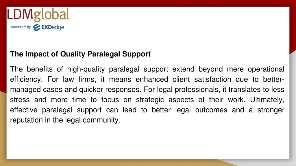 the impact of quality paralegal support