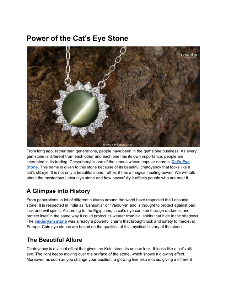 power of the cat s eye stone