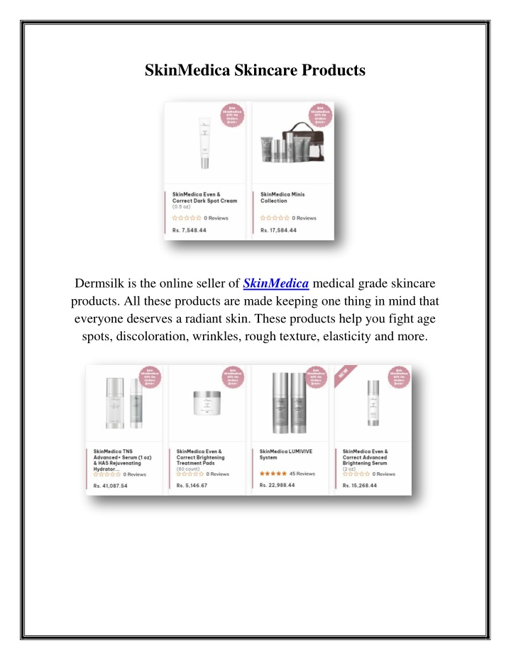 skinmedica skincare products