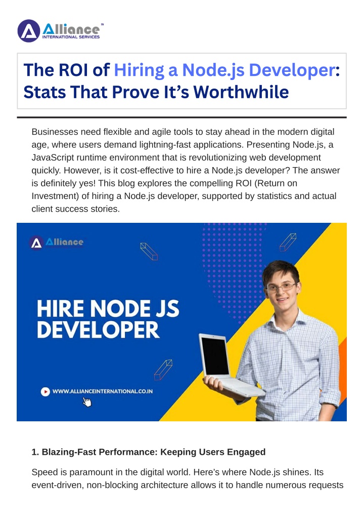 the roi of hiring a node js developer stats that
