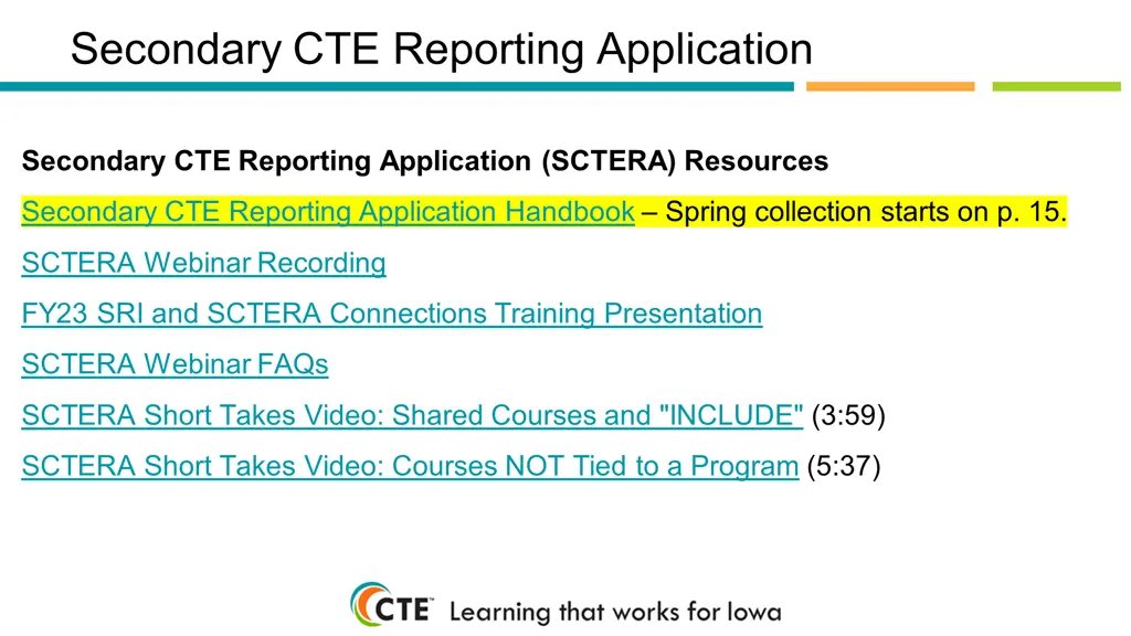 secondary cte reporting application