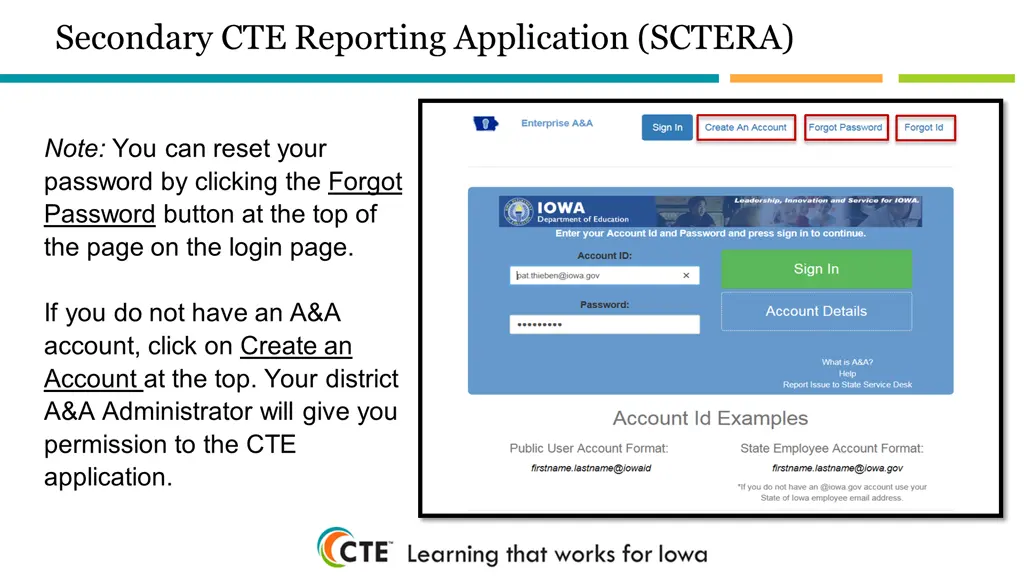 secondary cte reporting application sctera