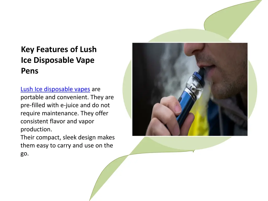 key features of lush ice disposable vape pens