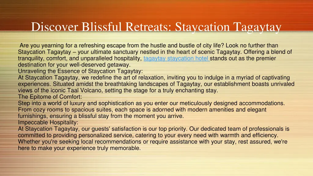 discover blissful retreats staycation tagaytay 1