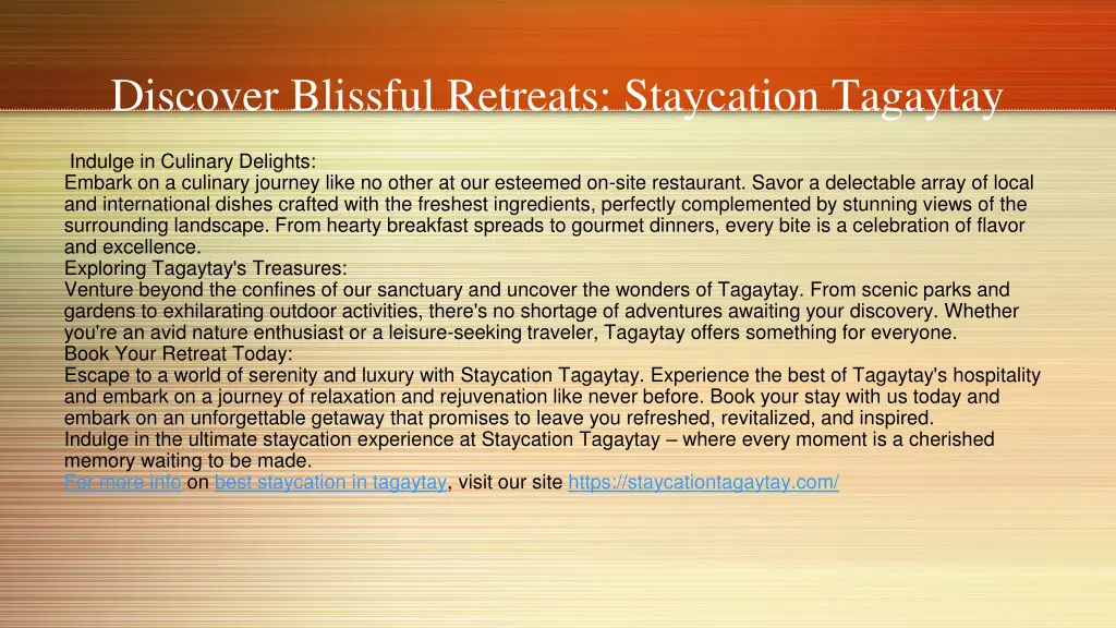 discover blissful retreats staycation tagaytay 2