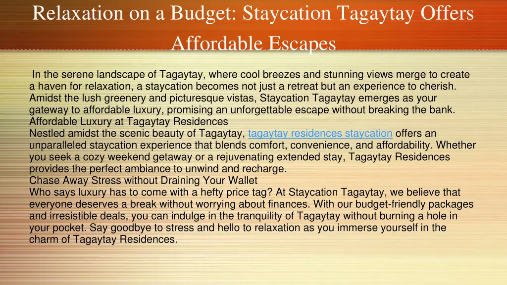 relaxation on a budget staycation tagaytay offers 1