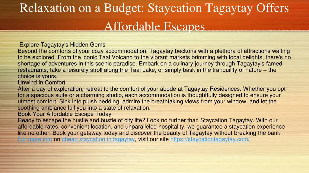 relaxation on a budget staycation tagaytay offers 2