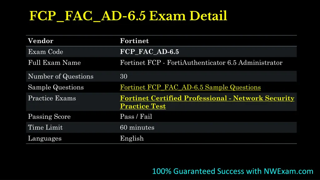 fcp fac ad 6 5 exam detail