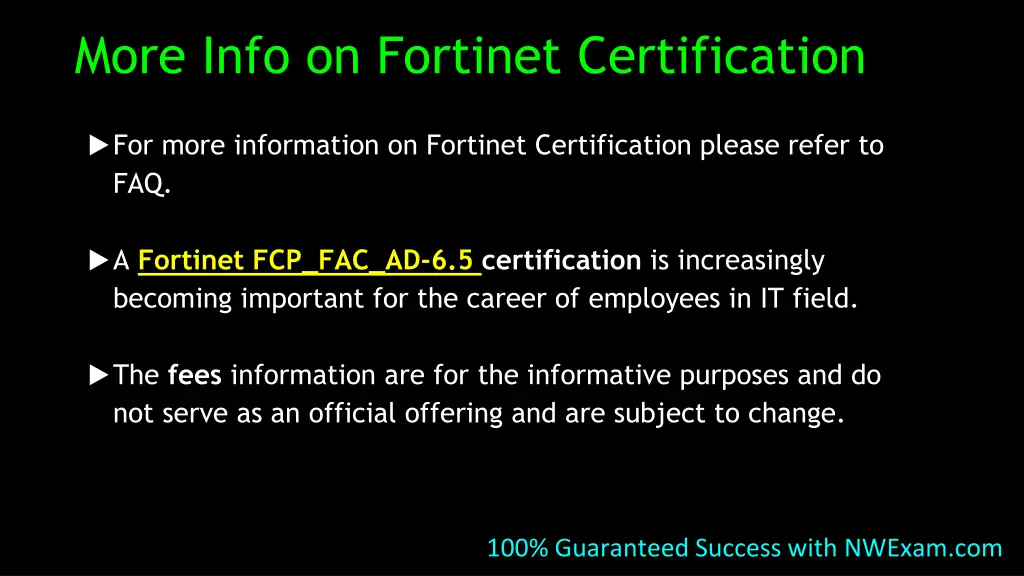 more info on fortinet certification