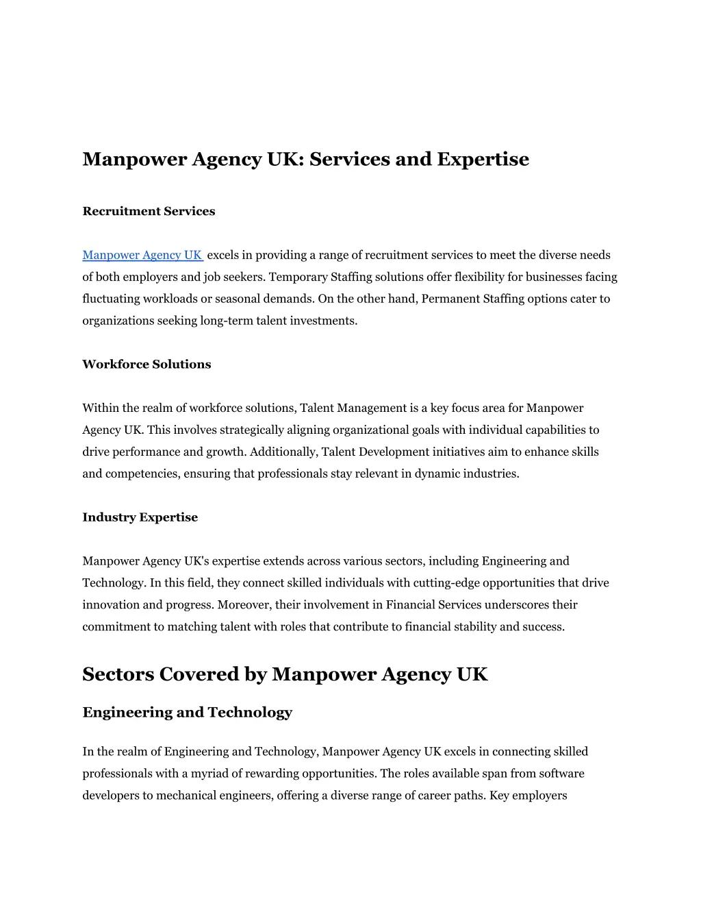 manpower agency uk services and expertise