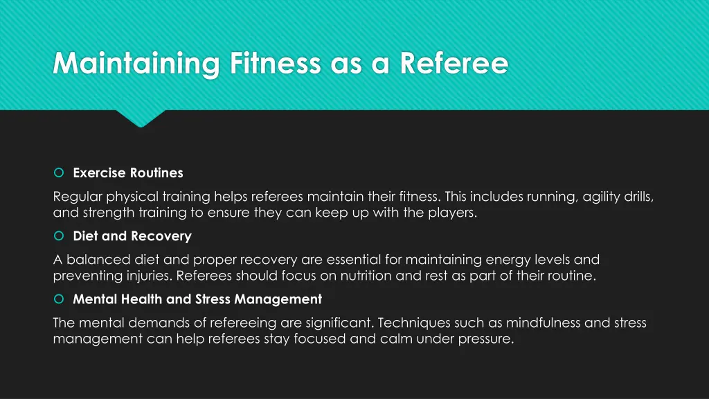 maintaining fitness as a referee