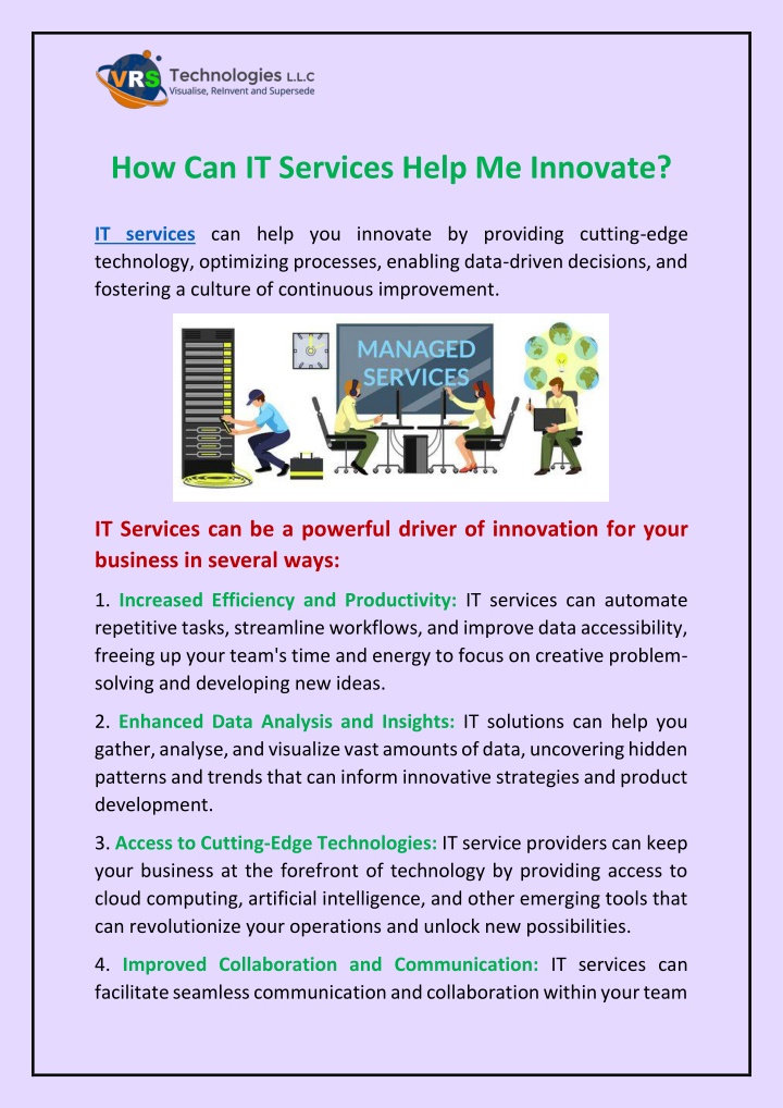 how can it services help me innovate