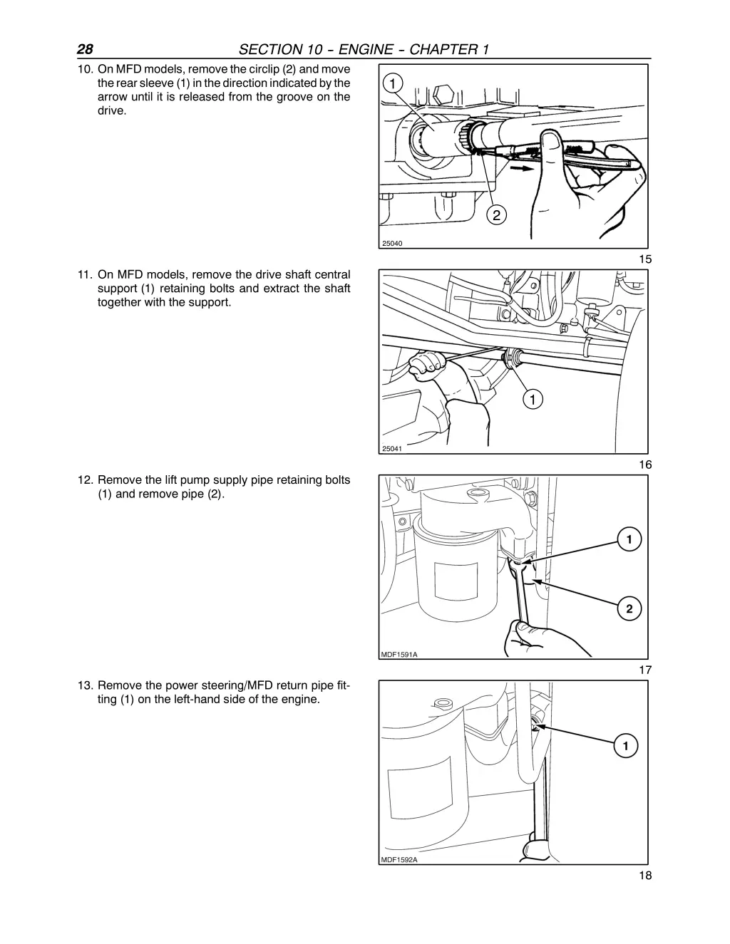 28 10 on mfd models remove the circlip 2 and move