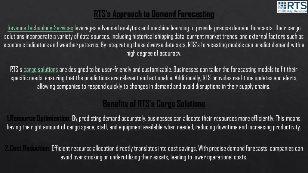 rts s approach to demand forecasting