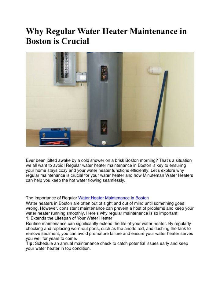 why regular water heater maintenance in boston