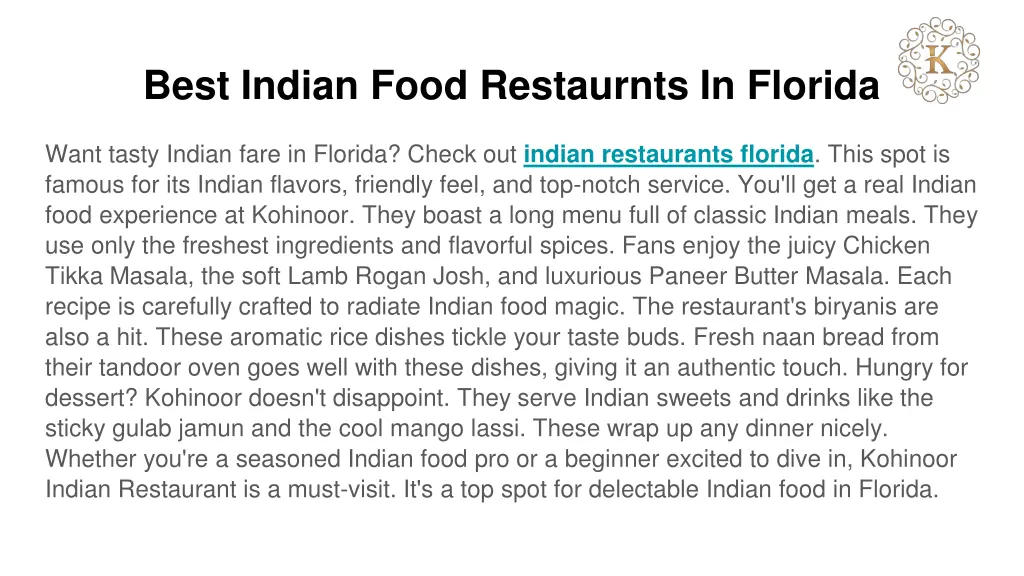 best indian food restaurnts in florida