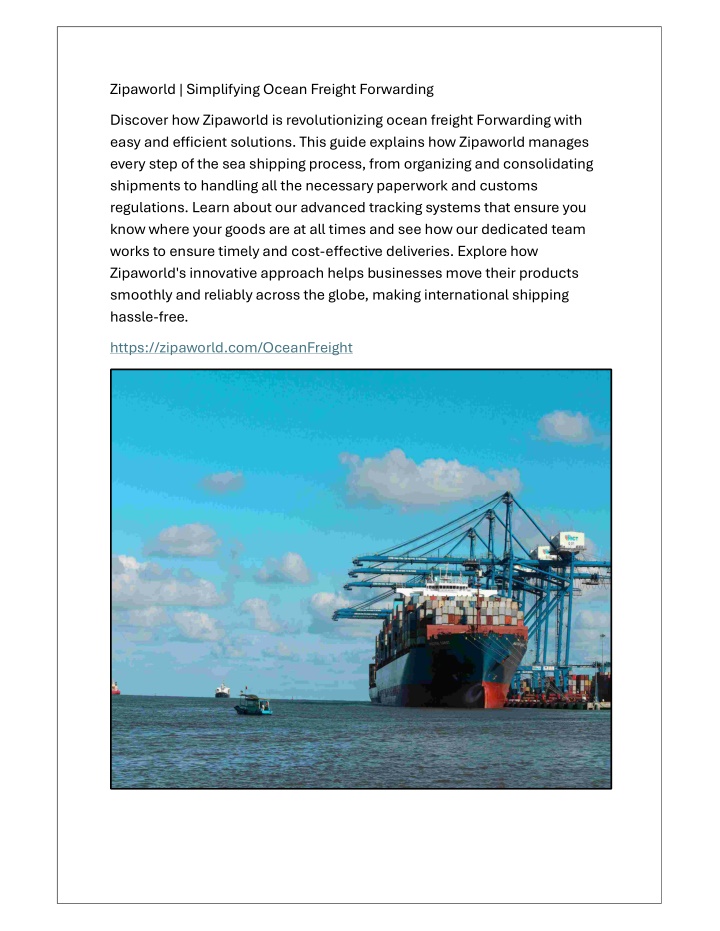 zipaworld simplifying ocean freight forwarding