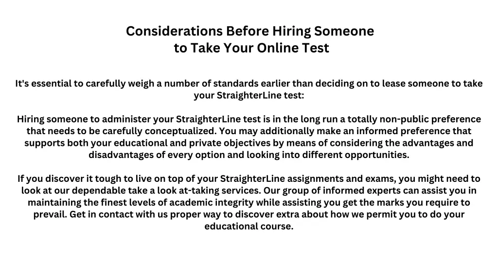 considerations before hiring someone to take your