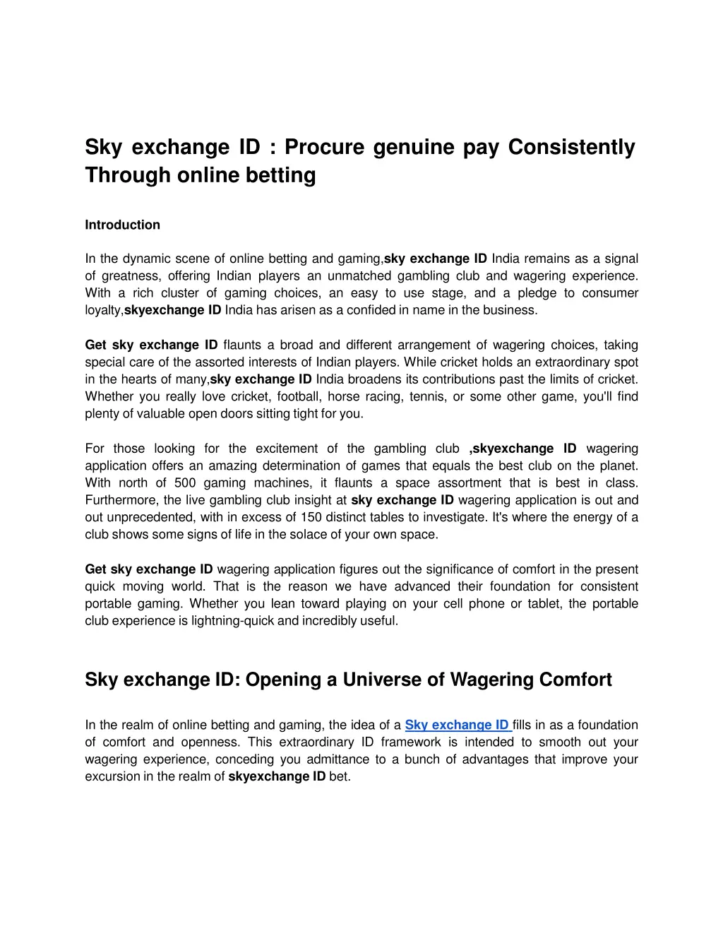 sky exchange id procure genuine pay consistently
