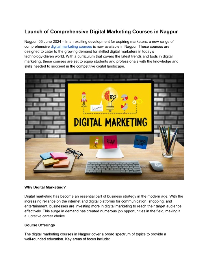 launch of comprehensive digital marketing courses