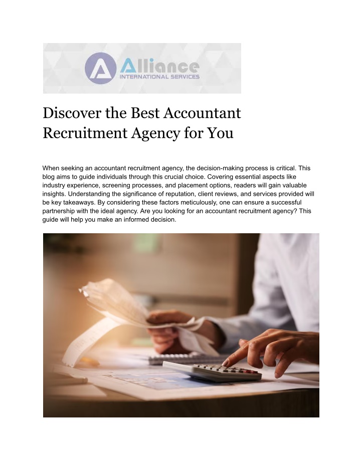 discover the best accountant recruitment agency