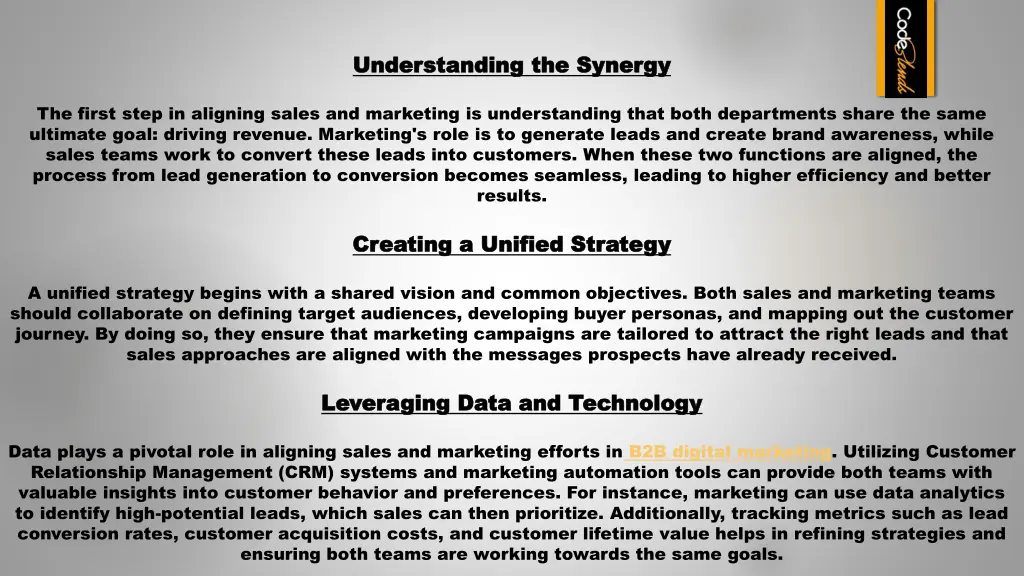 understanding the synergy understanding