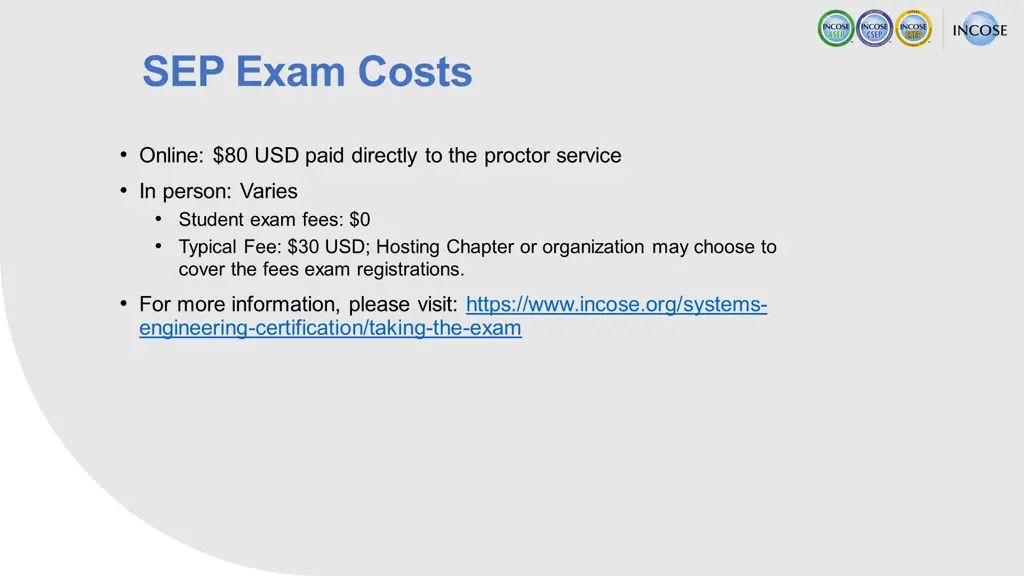 sep exam costs