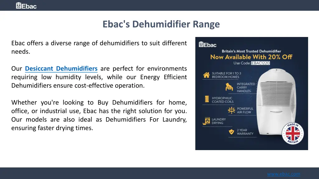 ebac s dehumidifier range