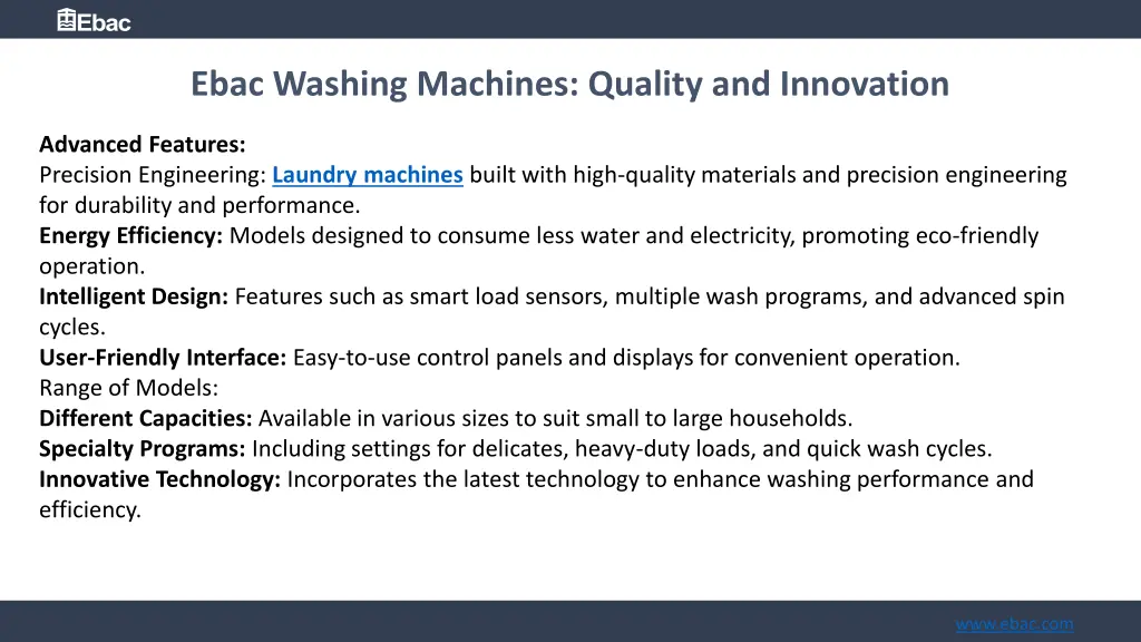 ebac washing machines quality and innovation