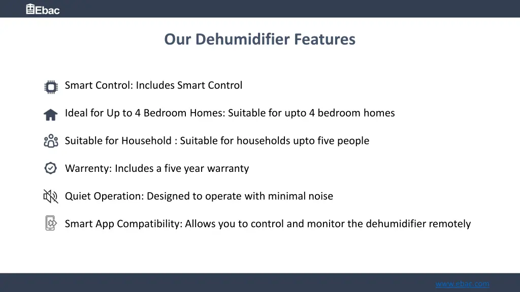 our dehumidifier features