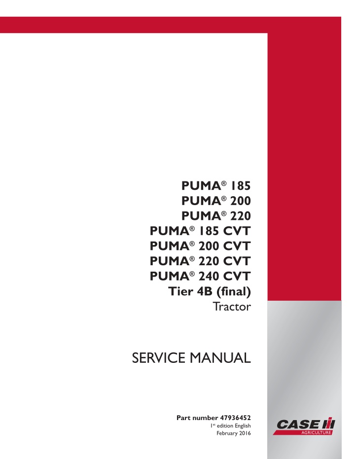 puma 185 puma 200 puma 220 puma 185 cvt puma