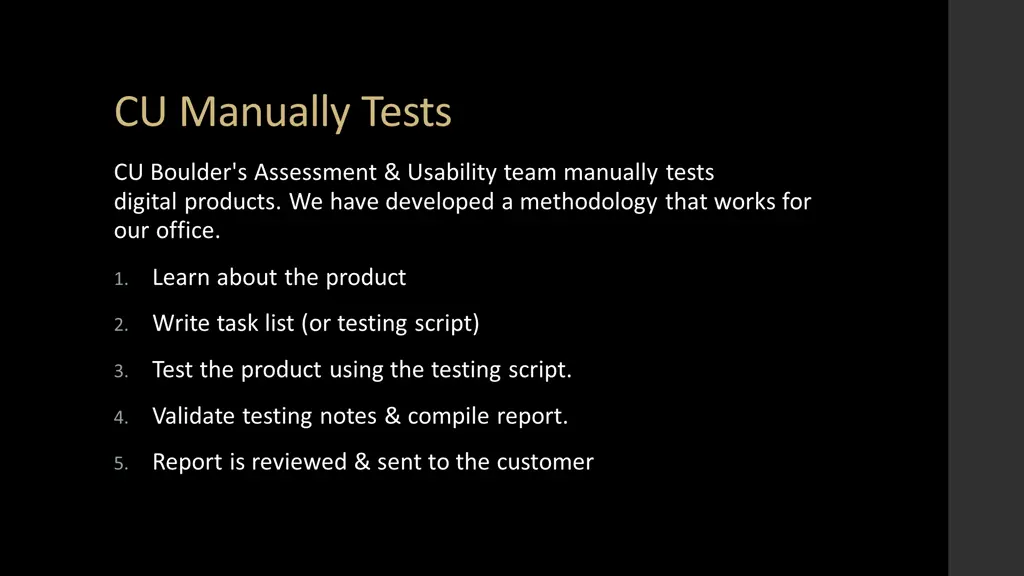 cu manually tests