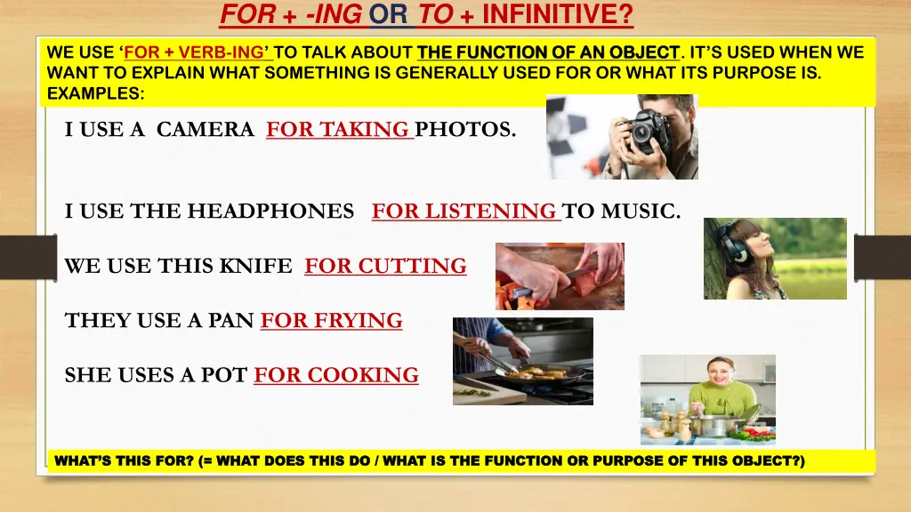 for ing or to infinitive