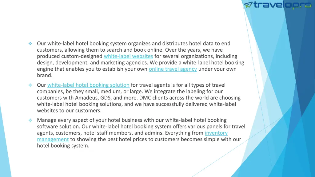 our white label hotel booking system organizes