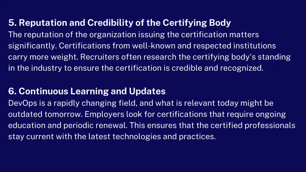 5 reputation and credibility of the certifying